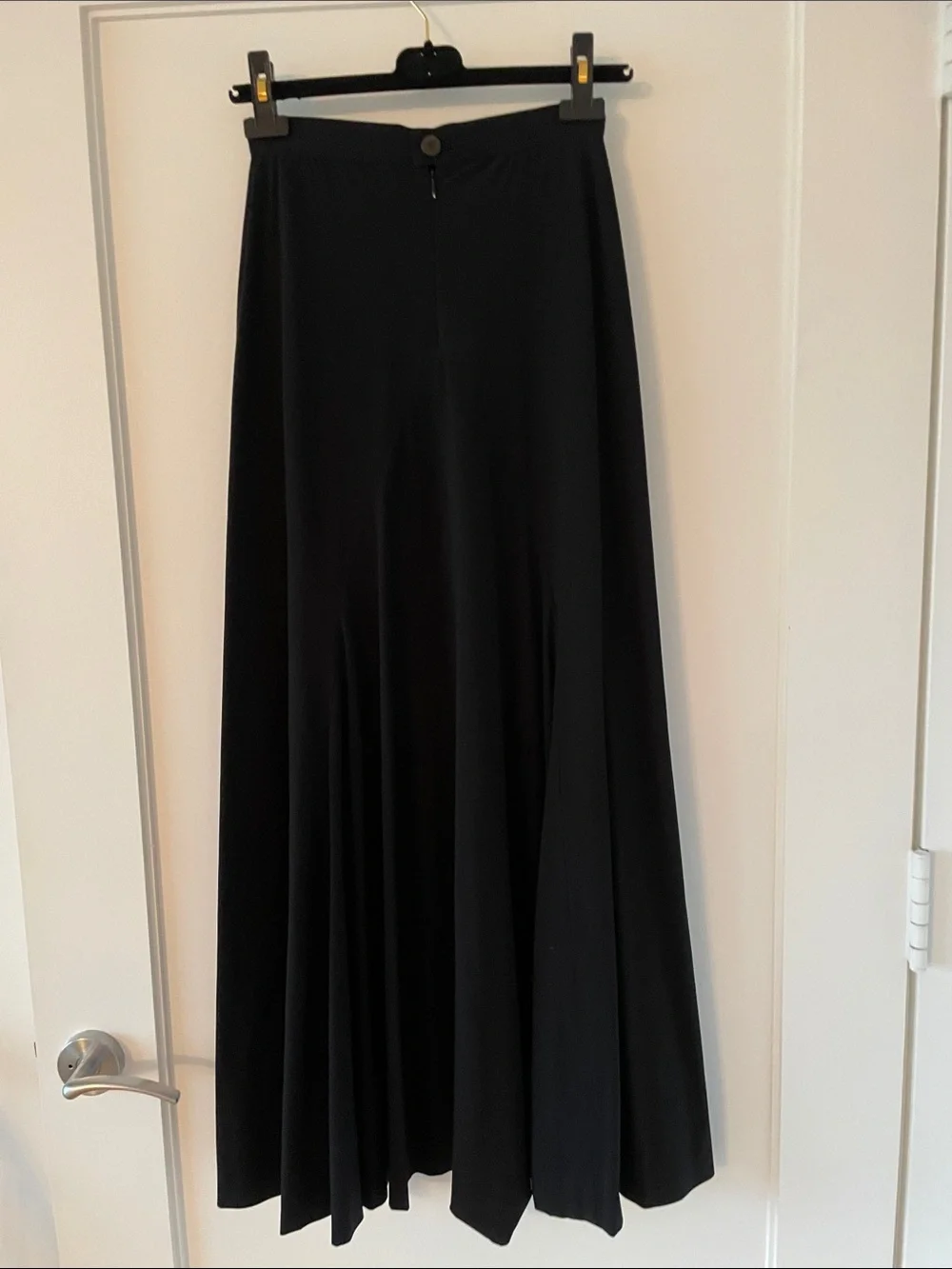 CHANEL Authentic Black Maxi Skirt with Fluid A-Line Draping